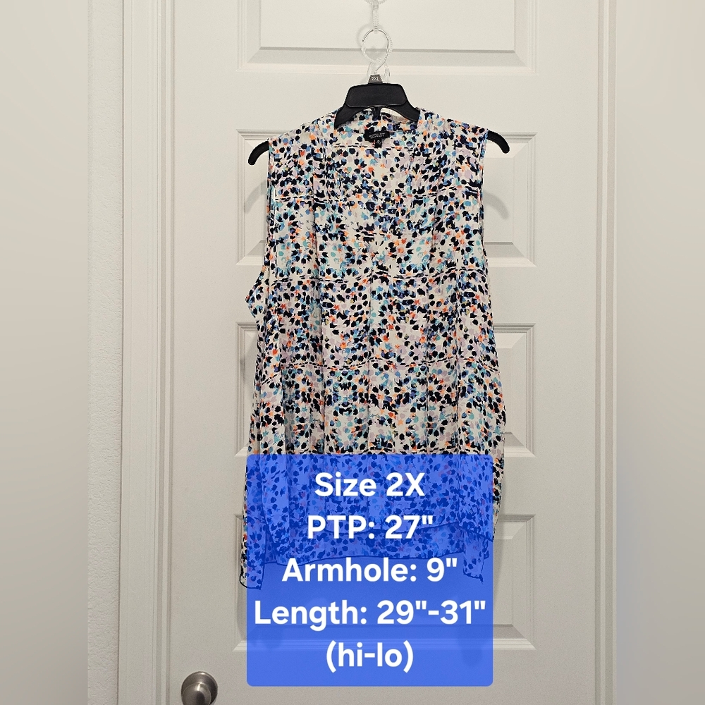 Spence Woman Sleeveless Abstract Print Tunic Top, EUC, Size 2X
